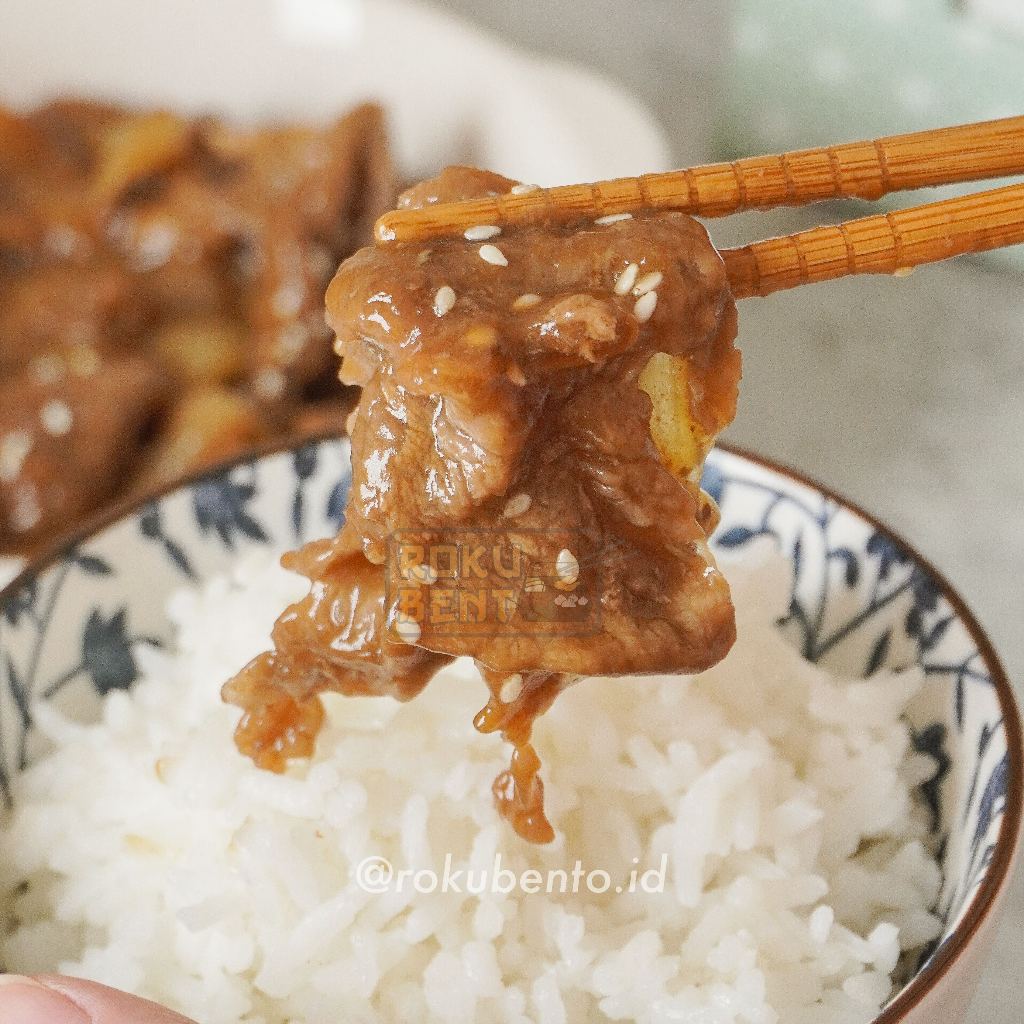 Jual Beef Teriyaki (Manis) Roku Bento BSD Sapi Saus Teriyaki Siap