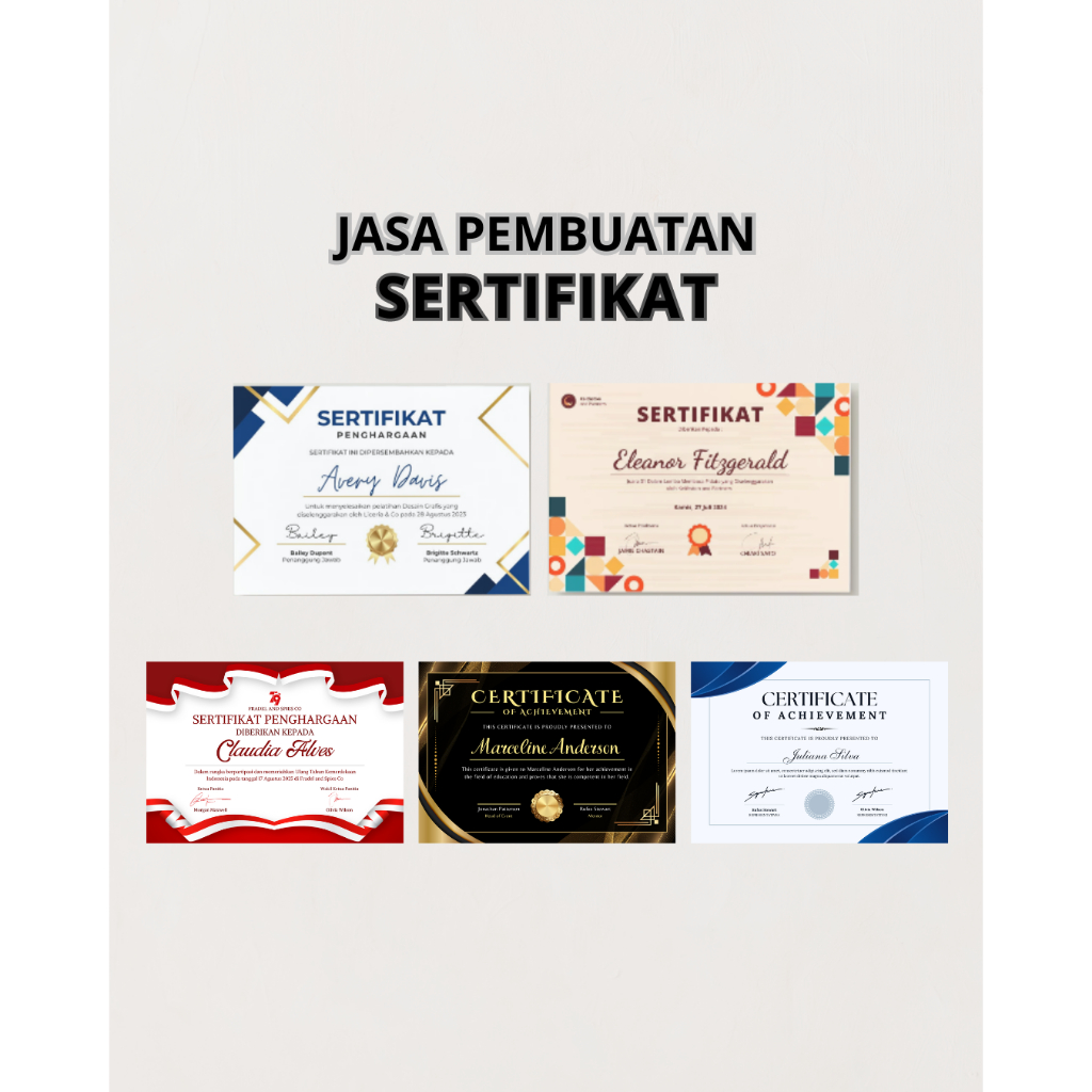 Jual Cetak SERTIFIKAT / PIAGAM UKURAN A4 Design Siap Cetak | Shopee ...