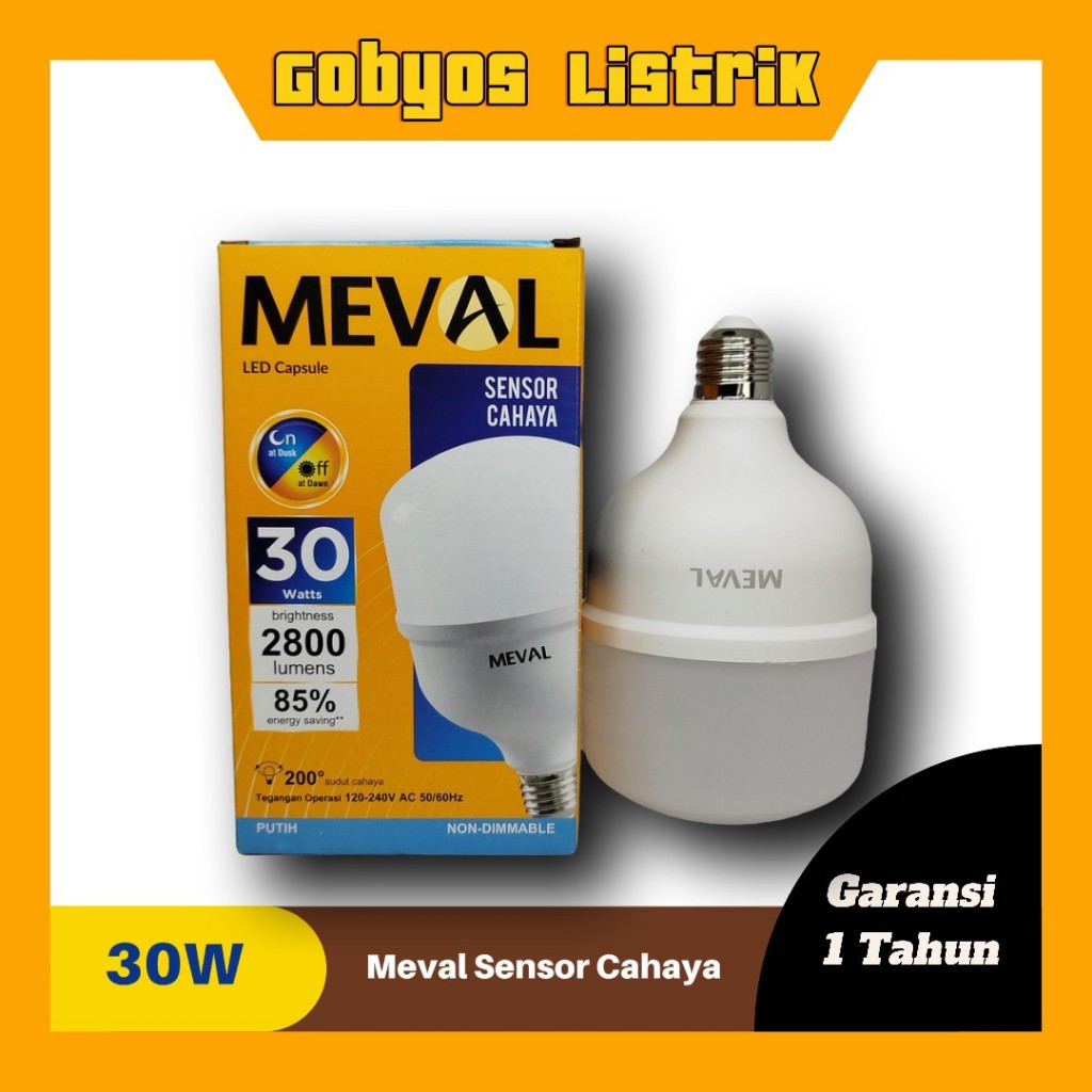 Jual Gobyos Meval Lampu LED Sensor Cahaya Photo Sensor 30W Putih ...