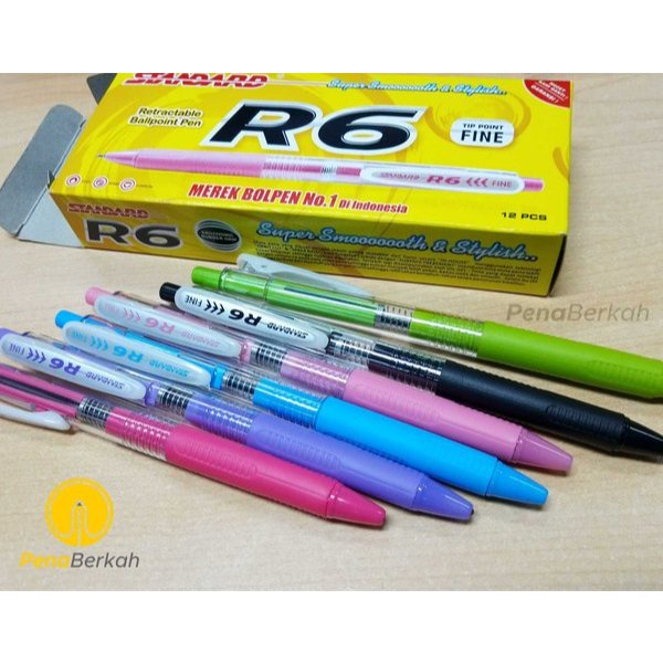 Jual STANDARD - PENA KLIK / PULPEN CETEK / RETRACTABLE BALLPOINT R6 ...