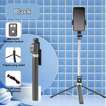 Tech Tongsis Tripod Selfie Stick Besar Lampu LED Bluetooth 4 In 1 Dengan 7 Tombol Remote