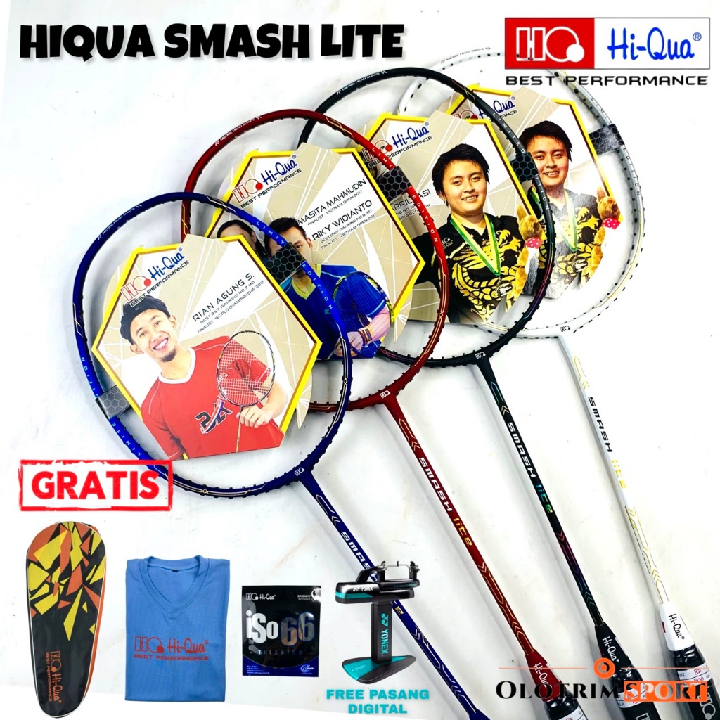 Jual Raket Badminton HIQUA SMASH LITE 32LBS Original | Shopee Indonesia