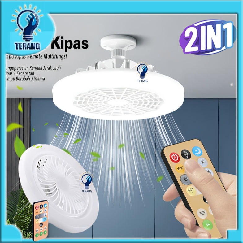 Jual COD Lampu Kipas Angin AC E27 30/50Watt Lampu Plafon Remote Control ...