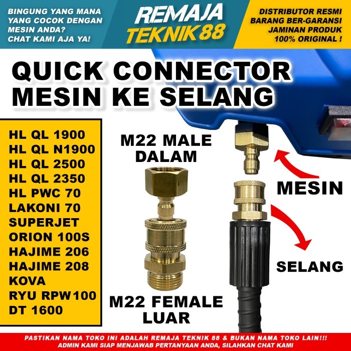 Jual Quick Release Mesin Ke Selang Keluar Jet Cleaner / Sambungan dari ...