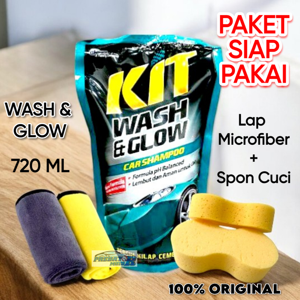 Jual KIT WASH AND GLOW PAKET SIAP PAKAI SHAMPOO CUCI MOBIL MOTOR LEMBUT ...