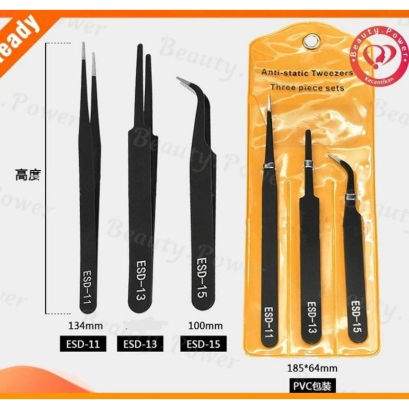 Jual Set 3 Pcs Pinset Penjepit Komponen Elektronik Tweezers | Shopee ...