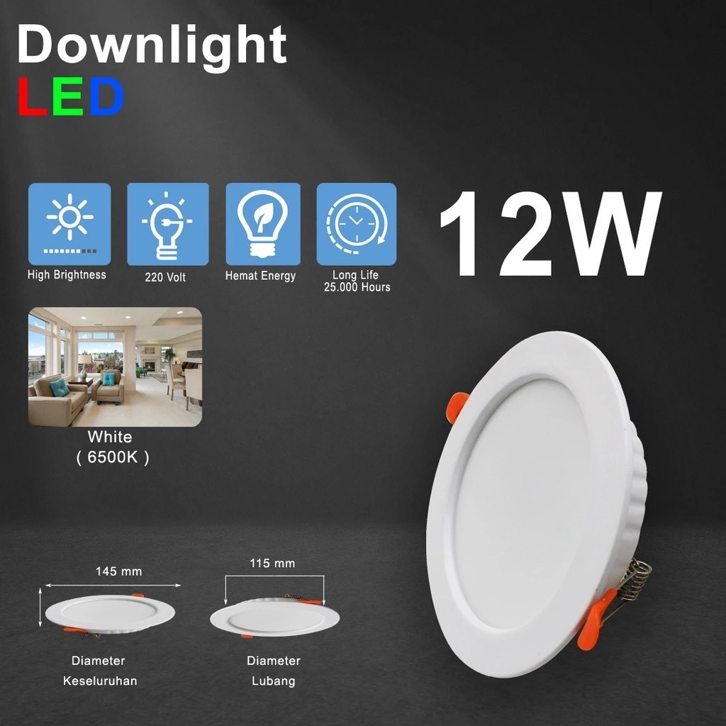 Lampu Downlight LED Inbow 6W 9W 12W 18W 24W / Downlight Panel LED Inbow Bulat | AutoStock