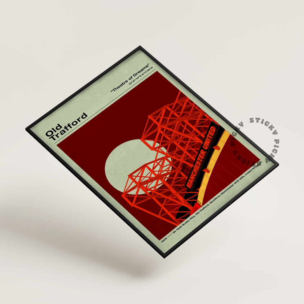 Jual Manchester United Poster MU Old trafford Artwork Poster bola ...
