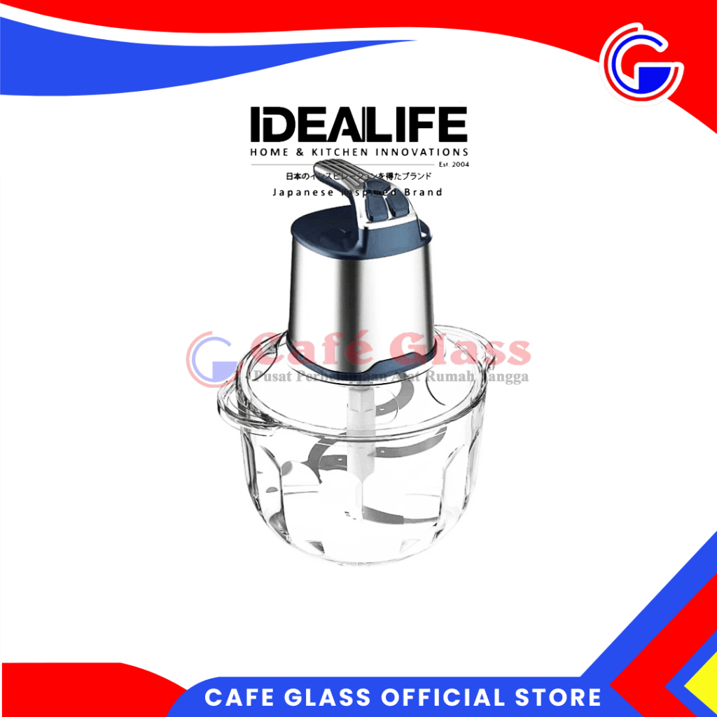 Chopper Listrik Idealife 4 Mata Pisau Low Watt / Penggiling Daging Bumbu Serbaguna / Fiid Processor 1.2L / Alat Elektronik Dapur Masak