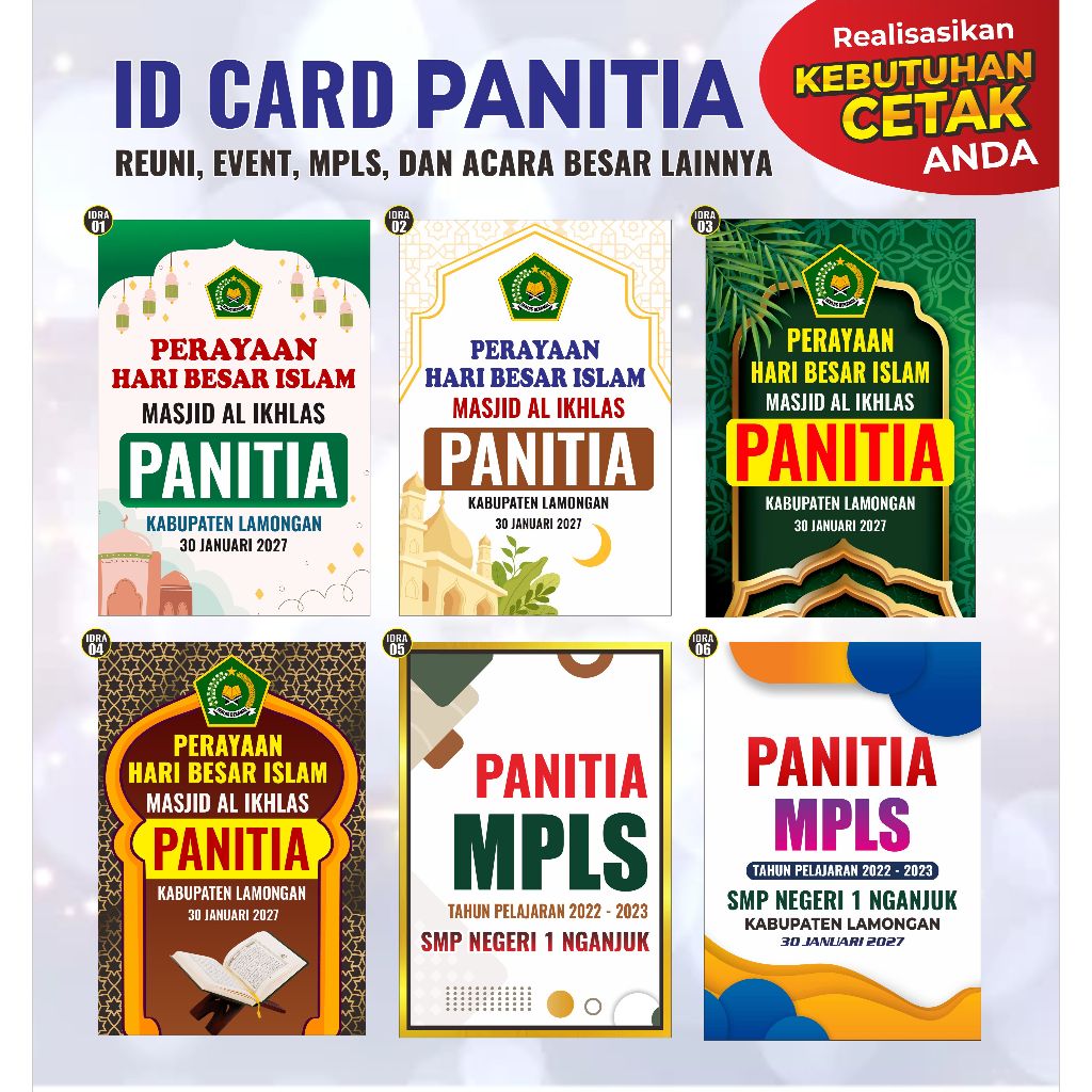 Jual [FREE DESIGN] NAME TAG / KARTU PANITIA / KEPLEK / CO CARD / ID ...