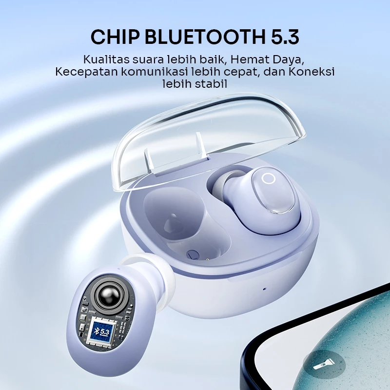 ROBOT TWS Wireless Earbuds Bluetooth 5.3 Mini Transparant Earphone Wireless Flybuds T22 Original - Garansi 1 Tahun
