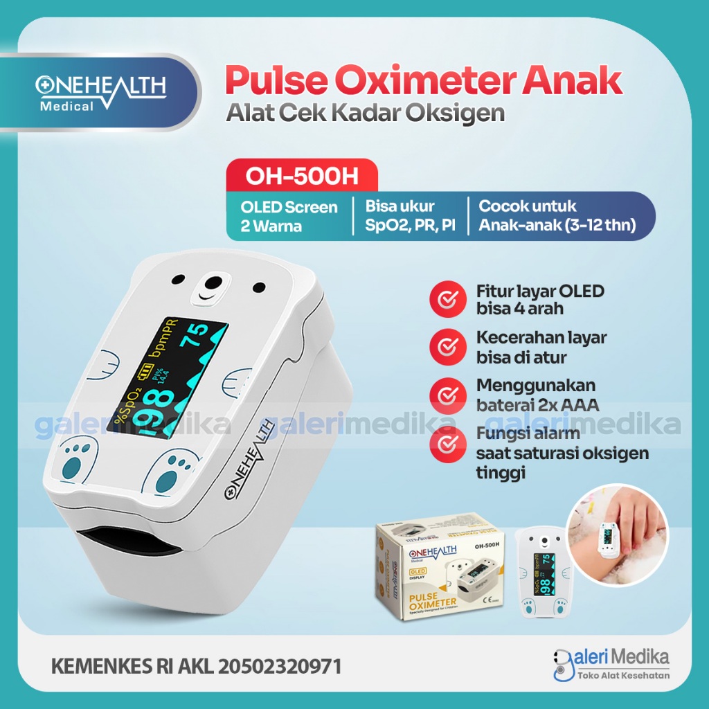 Jual Pulse Oximeter Anak OneHealth OH-500H OLED Screen / OneHealth OH ...