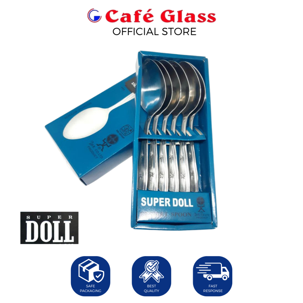 Sendok Makan Tebal Stainless - Sendok Makan Set 6 Pcs Hotel Restoran - Alat Makan Doll (403)