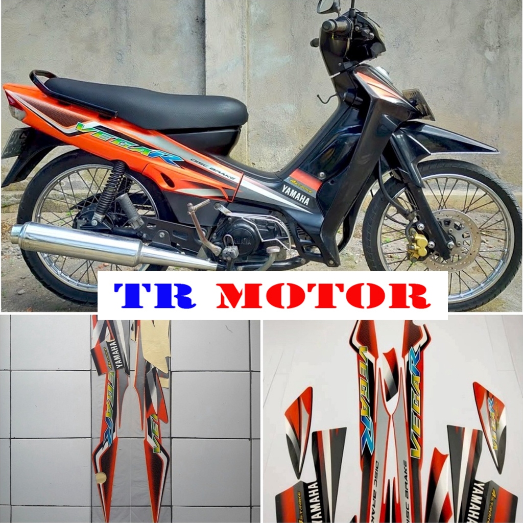Jual Striping stiker polet motor Yamaha Vega r 2004 hitam oren list ...