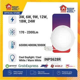 Jual InLite INPS628R Lampu LED Downlight Panel 3 Warna Cahaya 6 Watt ...