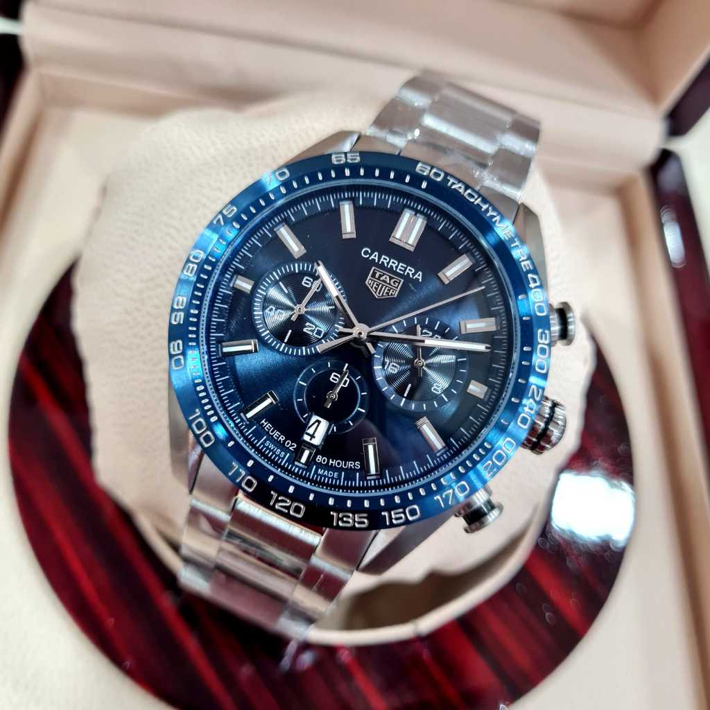 Jam Tangan Pria Tag heuer Carrera Porsche baterai Stainless Steel 44mm Include Box Original