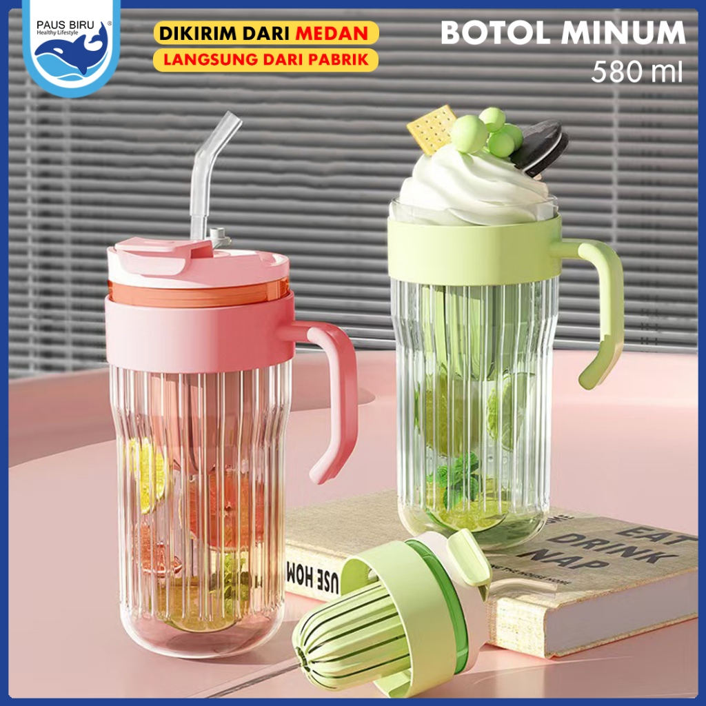 Jual Paus Biru - Botol Minum Gelas Water 580ml Cup Saringan Buah Dengan ...