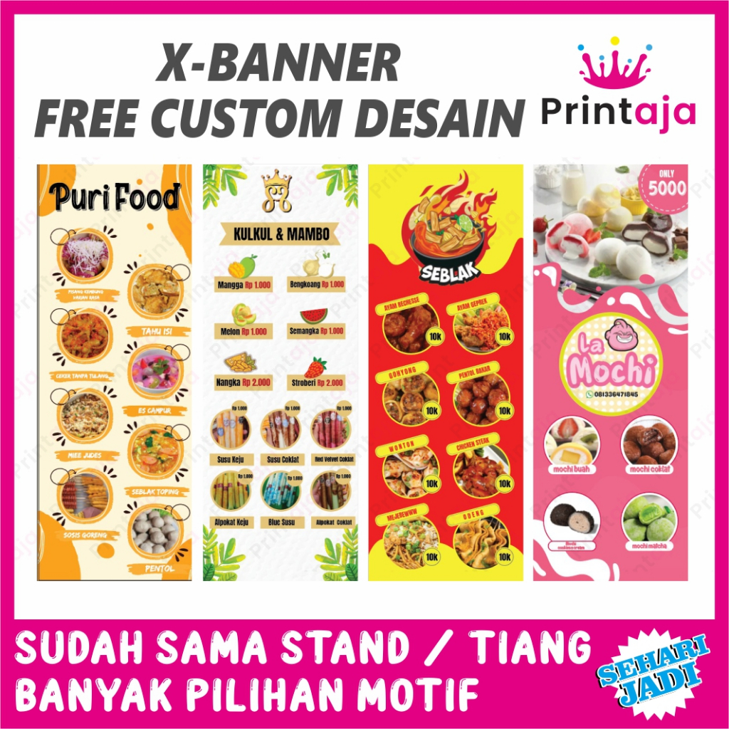 Jual (FREE DESAIN) XBANNER + TIANG JUAL MAKANAN UMKM | WEDDING | BANNER ...