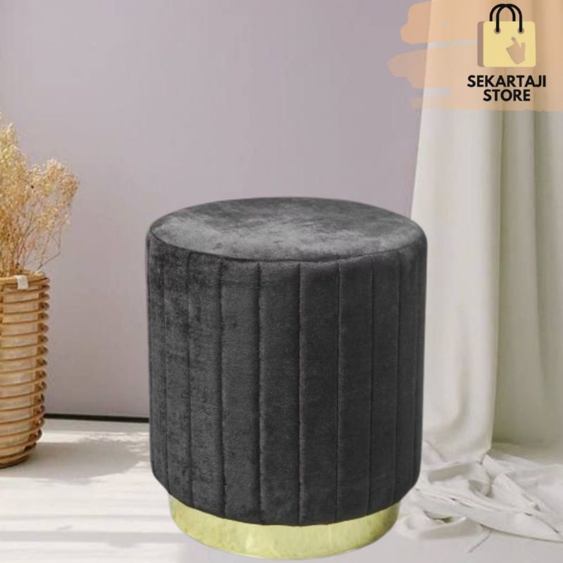 Jual Stool ottoman sofa stool sofa bulat stool bulat garis lurus ...