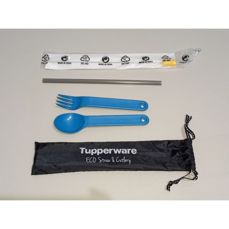 Jual TUPPERWARE ECO STRAW & CUTTLERY (SENDOK GARPU SET) | Shopee Indonesia