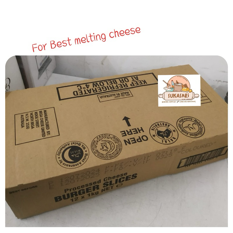 Jual Bega Red Cheddar Slice 1/3 kg 28 Slice Keju Burger Melted leleh ...