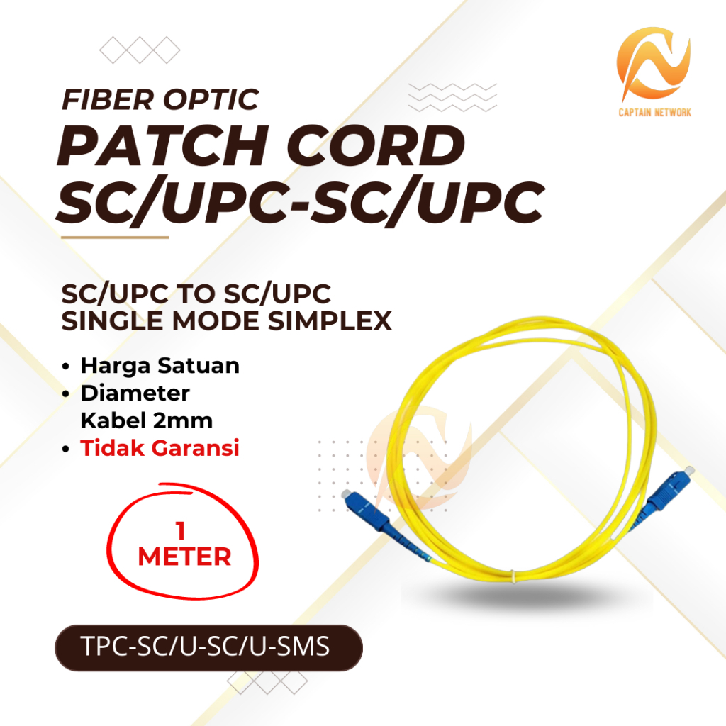 Jual Patch Cord Fiber Optic SC/UPC-SC/UPC Single Mode SIMPLEX 1-2-3 ...
