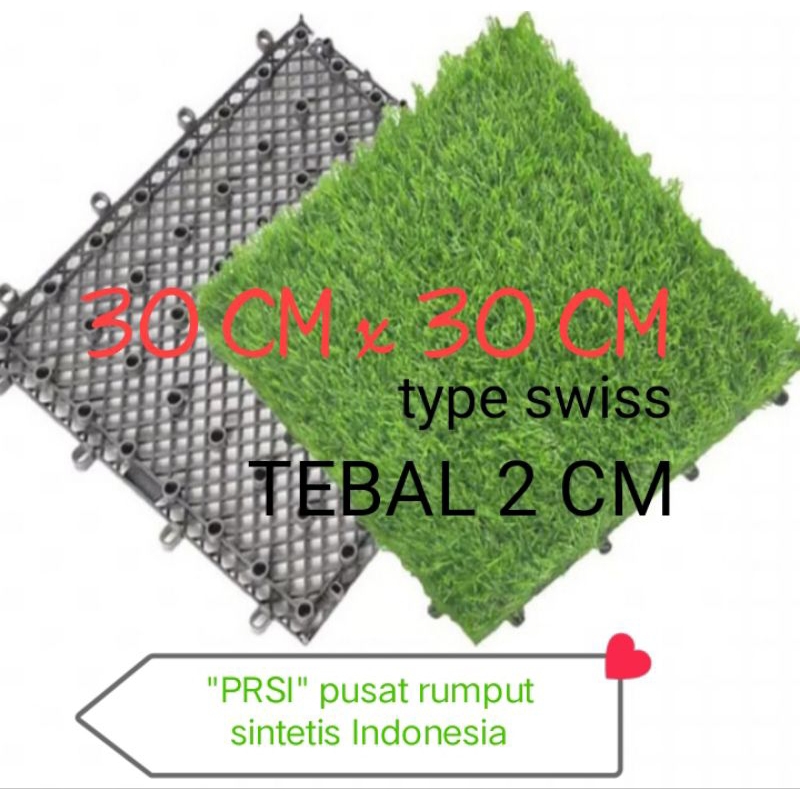 Jual decking tile rumput type swiss// tebal 2 cm//30 cm x 30 cm ...