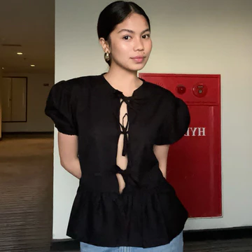 KAYLA TOP Blouse Korea Atasan Perempuan Ribbon Top Lengan Panjang Dan Lengan Pendek
