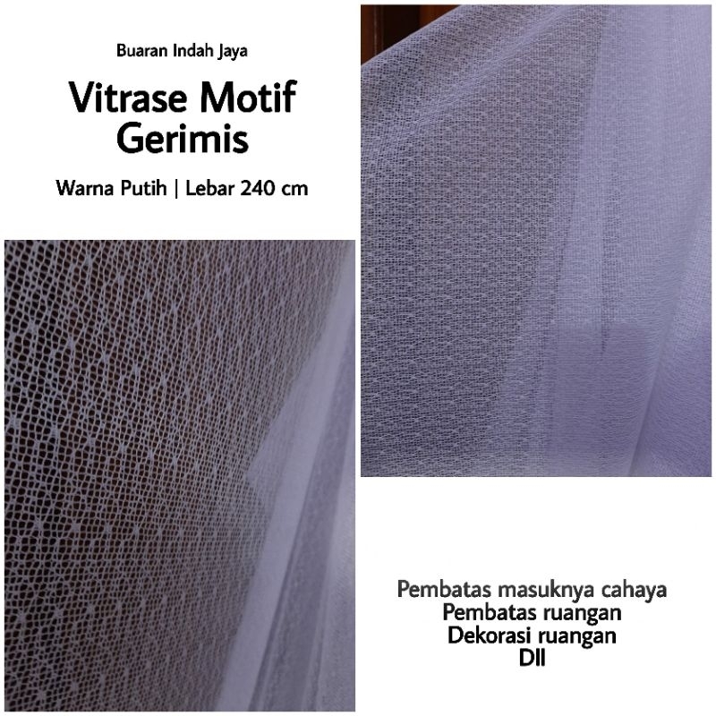 Jual Kain Vitrase Putih Motif Gerimis lebar 240 cm ( hanya jual kainnya ...