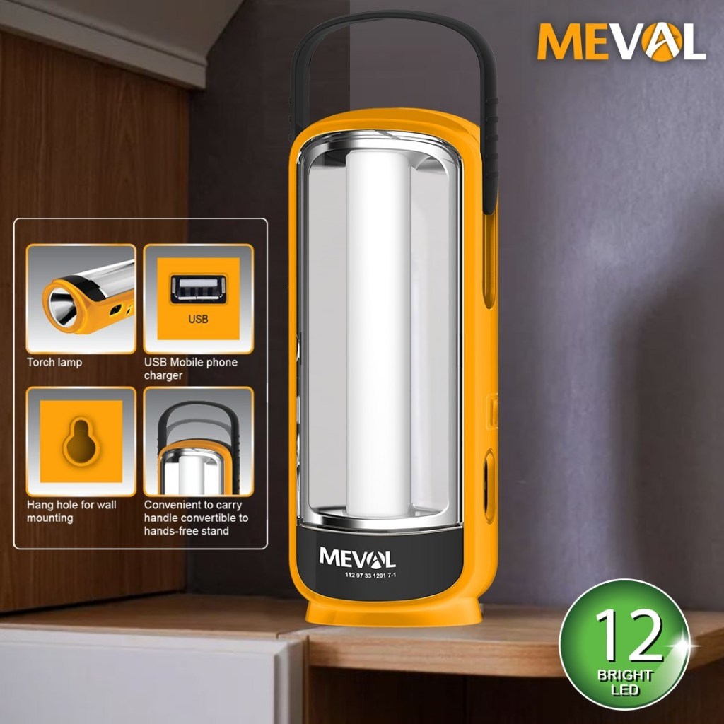 Jual MEVAL Lampu Emergency 12 LED Bright + Senter LED 0.5W - Putih ...