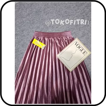 Rok Plisket Bludru Panjang Dewasa Premium Import