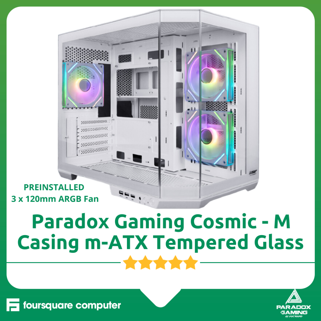 Jual Casing Komputer Paradox Gaming Cosmic - M Tempered Glass mATX 3x ...