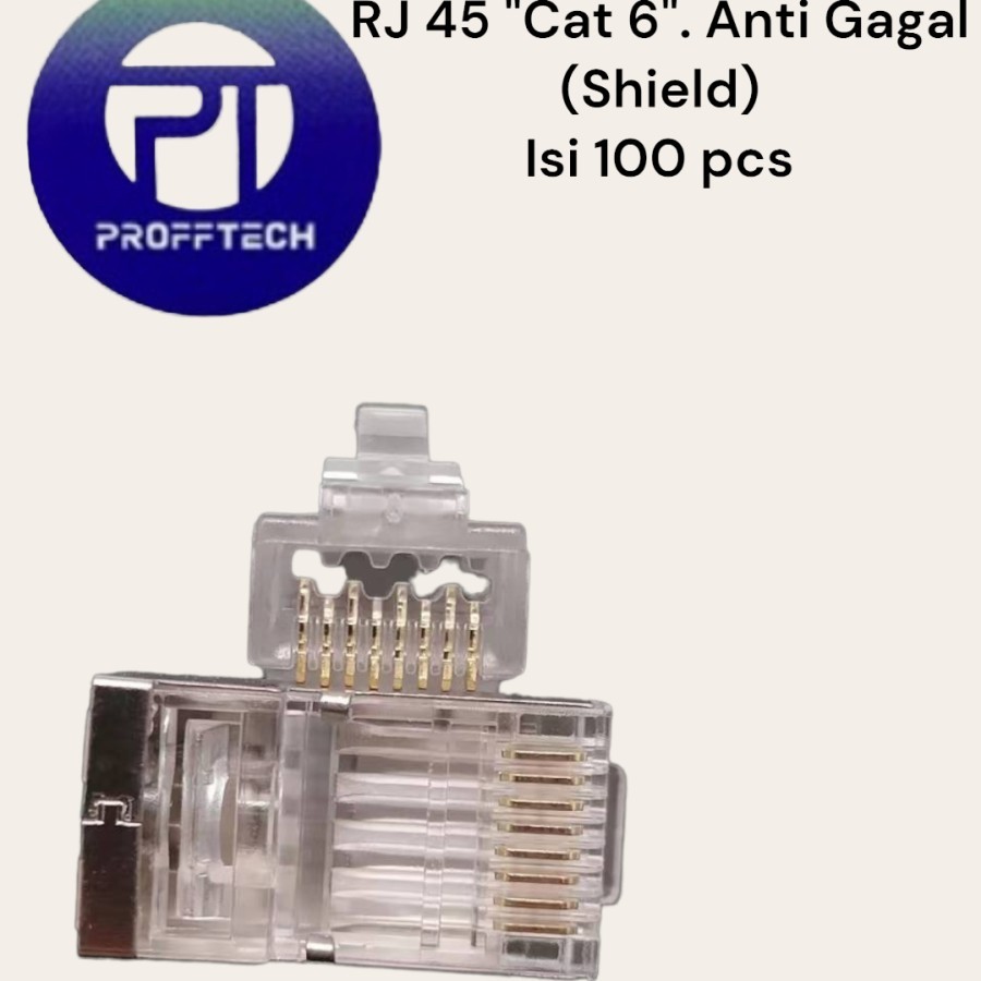Jual Konektor UTP RJ 45 isi 100 cat 6e Anti Gagal, jack rj45 Besi ...