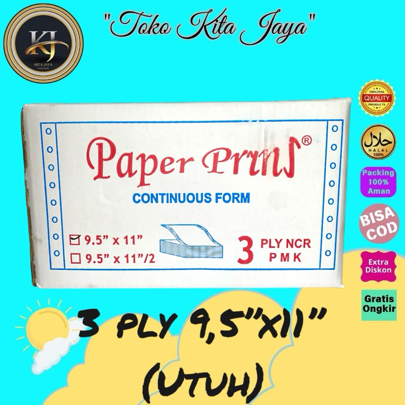 Jual Continous form paperprins 3 Ply 9,5”x11” ( Full ) | Shopee Indonesia