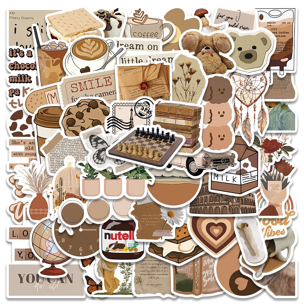 Jual New Gaya lucu Brown Retro Stiker Y2K Stiker Anti Air Stikers ...