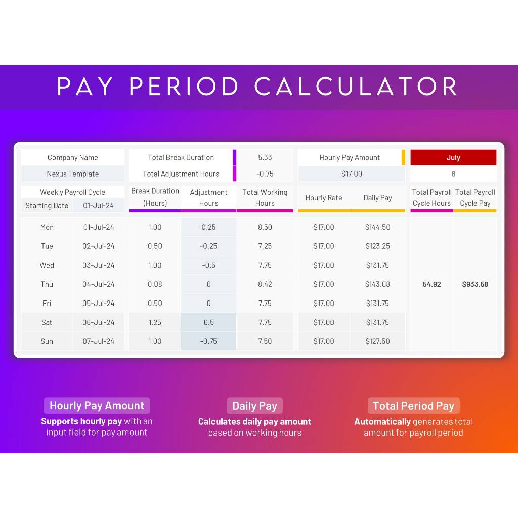 Jual Payroll Timesheet Excel & Google Sheets | Employee Time Tracker ...