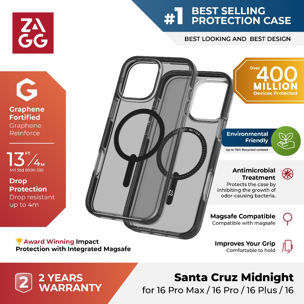 Jual ZAGG Magsafe Case iPhone 17 Pro Max / 16 Pro Max Santa Cruz Snap ...