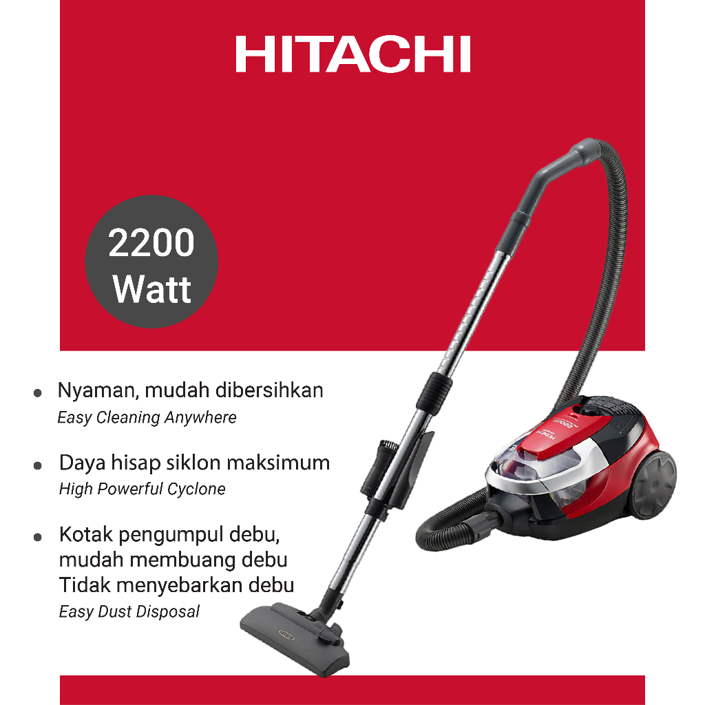 Jual HITACHI Vacuum Cleaner Cyclonic Red CV-SE22V | Shopee Indonesia