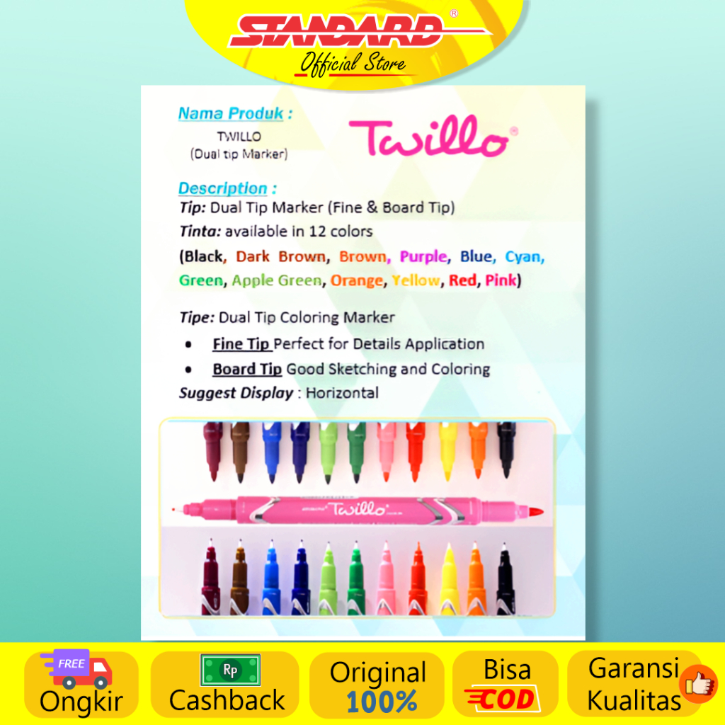 Standard  - Twillo Dualtip Marker ( Spidol Dualtip ) (5)