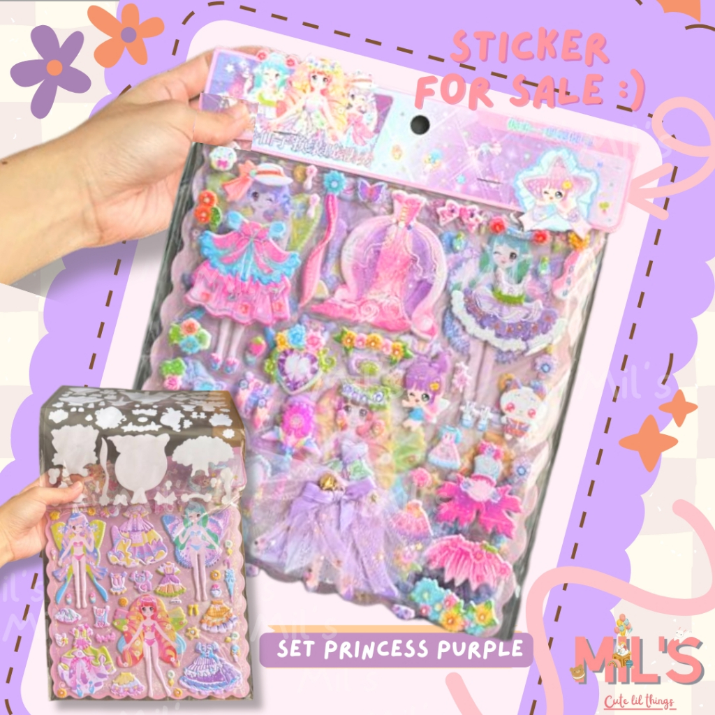 Jual [ CUTE MIL'S ] STICKER ANAK PRINCESS LUCU PURPLE 3D STIKER BAJU ...