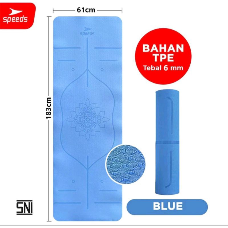 Jual Speeds Matras Yoga Karpet Lantai Spons Antislip Free Tas Biru ...