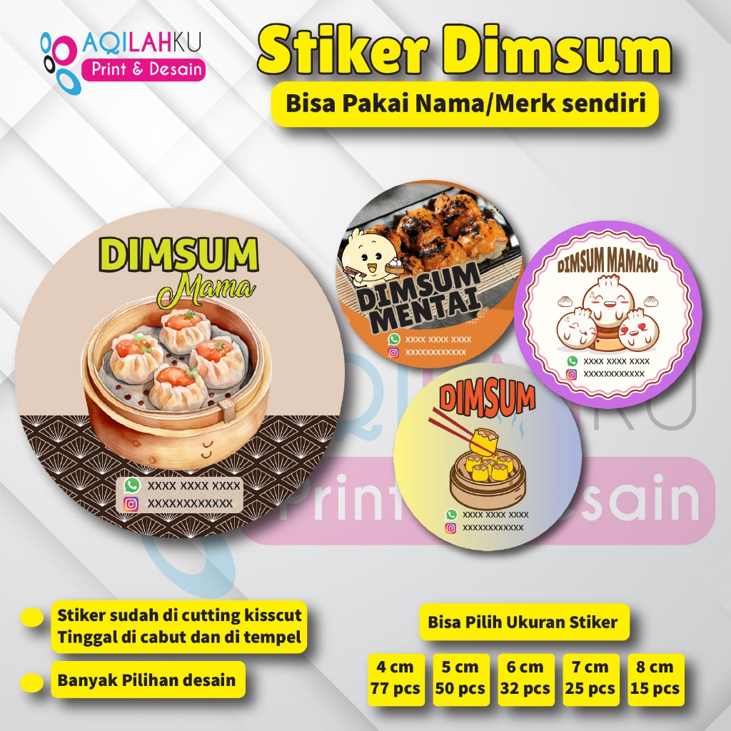 Jual [Isi 15-77 Pcs] Stiker Dimsum | Sticker Makanan Dimsum | Bisa ...