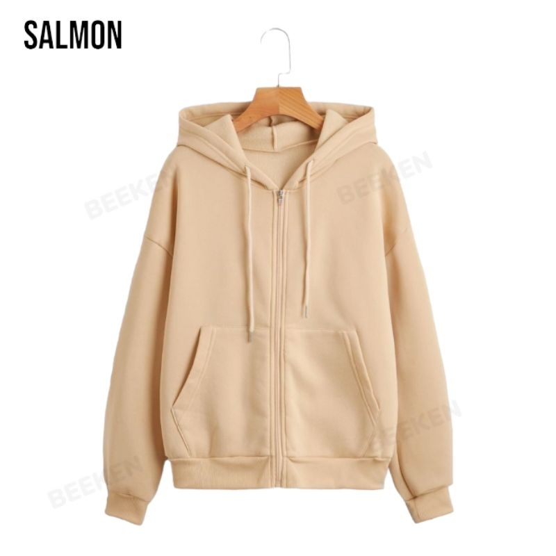 JAKET ZIPPER HOODIE POLOS CHARCOAL M L XL XXL PRIA WANITA