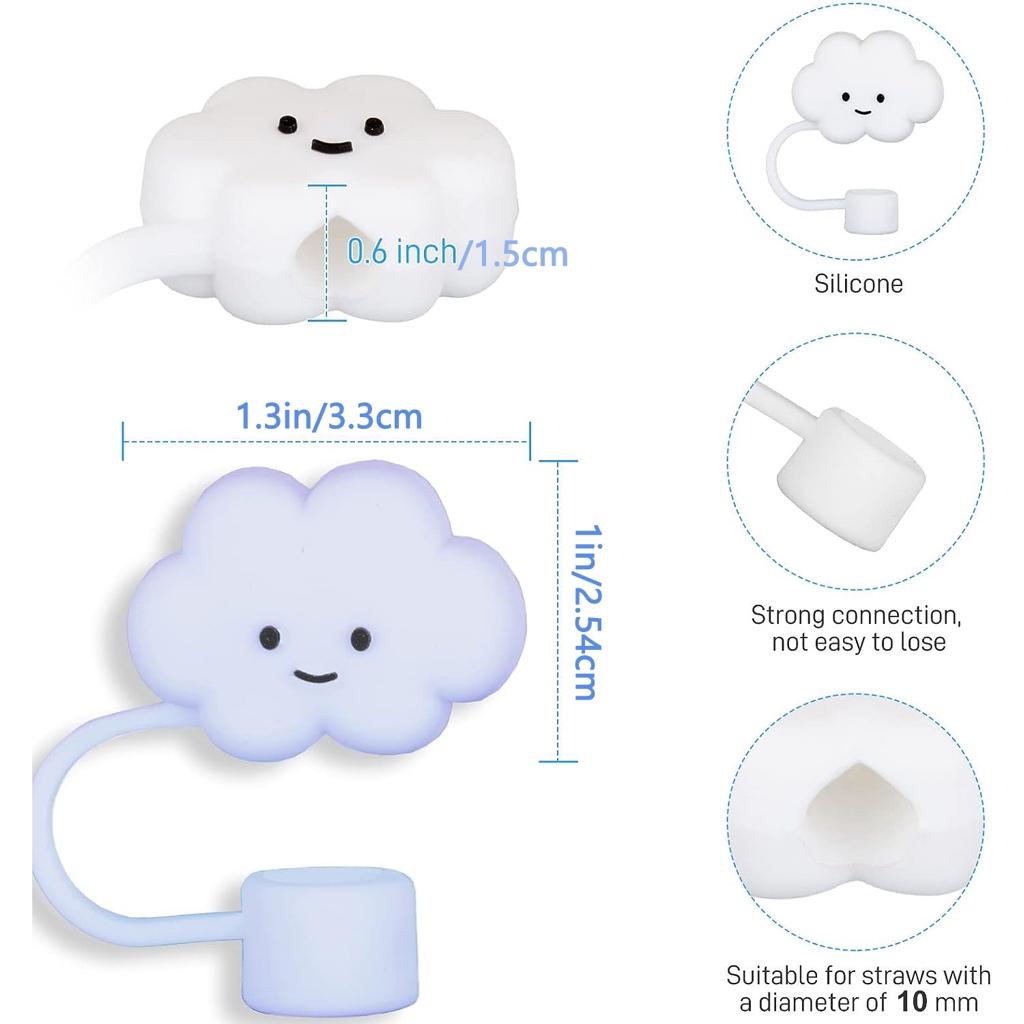 Jual 10mm awan tutup sedotan silikon Penutup motif karakter imut ...