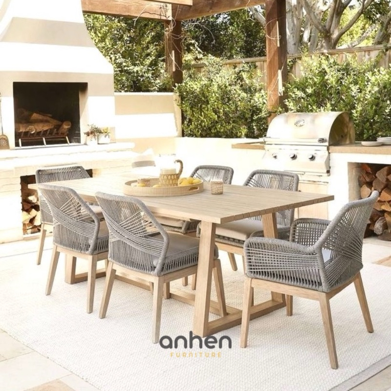 Jual Set Kursi Makan Anyaman Tali Rope / Set Meja Makan / Dining Chair ...