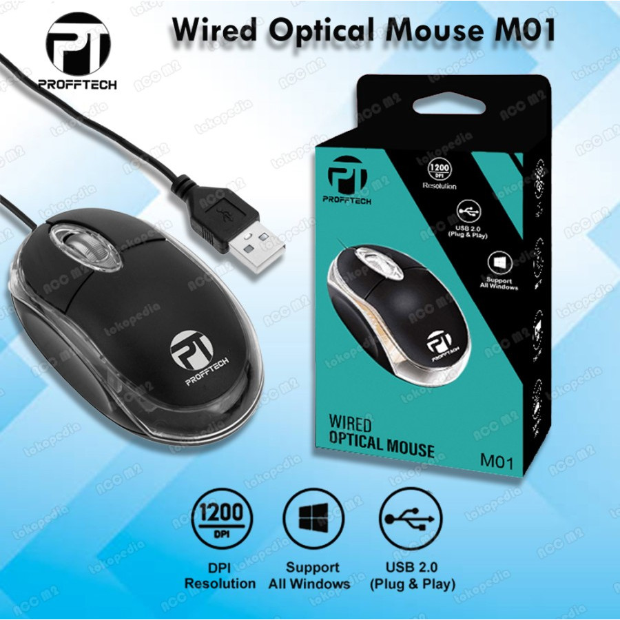 Jual Mouse USB Optical Cable Profftech M01 | Shopee Indonesia