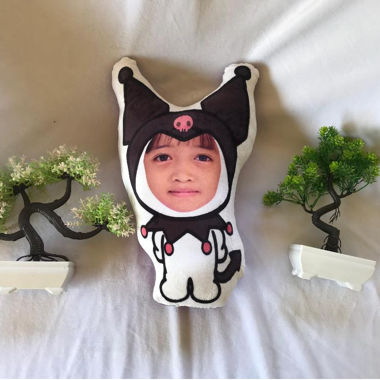 Jual Bantal boneka muka anda custom kuromi, hello kitty, melody ...