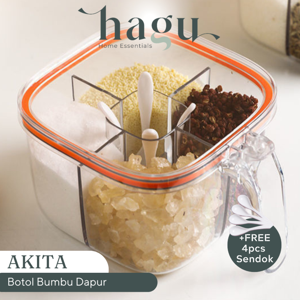 Jual HAGU - AKITA Toples Bumbu Rempah Kedap Udara Toples Bumbu 4 in 1 ...