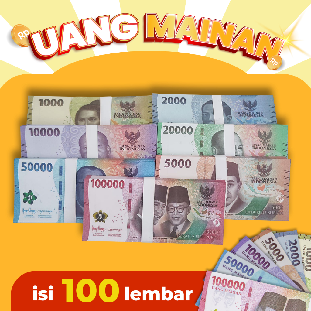 Jual (100 LEMBAR) Uang Mainan Baru Accessories Mahar / Bucket / Mainan ...