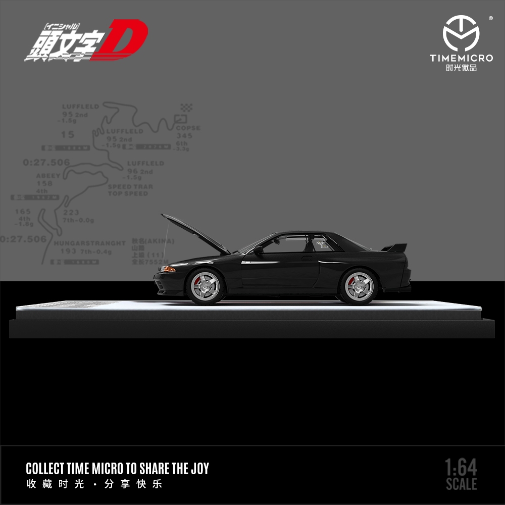 Jual Time Micro 1:64 Nissan Skyline GT-R R32 Initial D Black Open Hood ...
